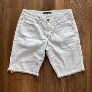 Theory White Denim Bermuda Shorts